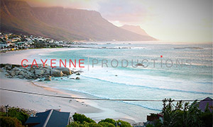 Camps Bay beach locations, Cape Town, South Africa. Cayenne Productions.